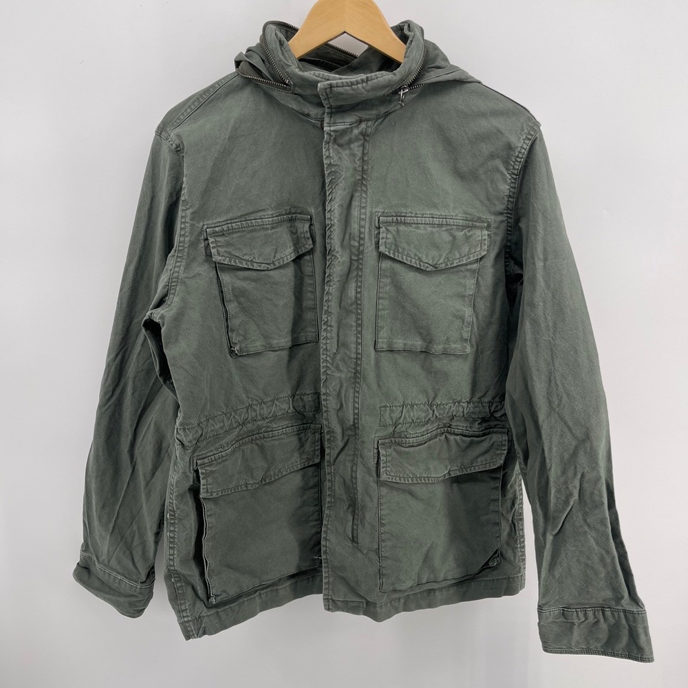 Old Navy Mens Field Jacket Olive Green Utility Military Hooded Coat Size M